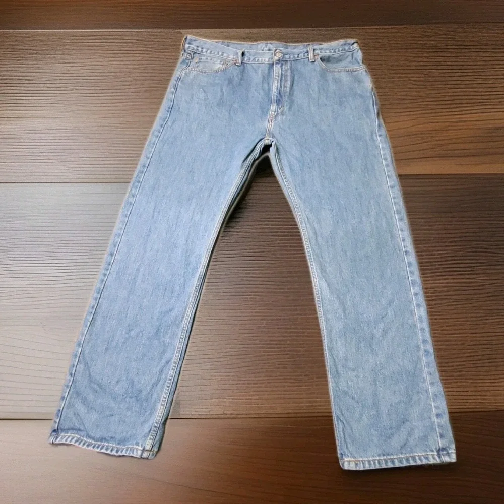 Levi Mens 505 Jeans 42x32 Blue Straight Leg Regular Fit Zip Fly Made‎ in Egypt